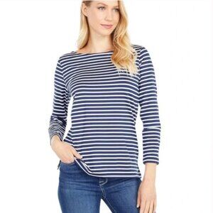 Vineyard Vines Women Striped Sankaty Boatneck Top M Navy Blue Longsleeve Tee